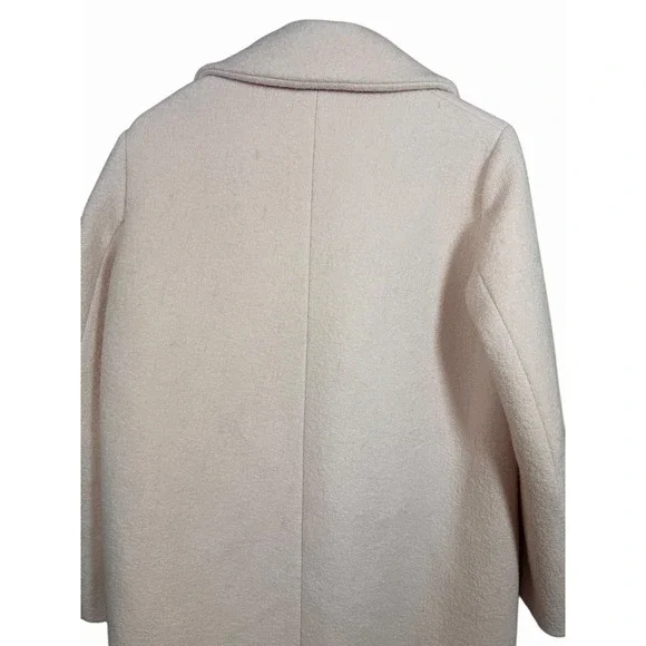 Maje Paris 36/4 Pink Wool Coat Boucle Long Jacket Minimalist Soft Blush Lined - Picture 12 of 16